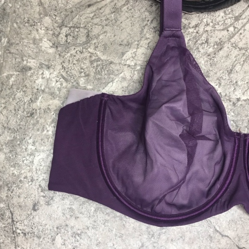 2 Lace Unlined Full Coverage Bra Bundle 38D Purple - Picture 2 of 7